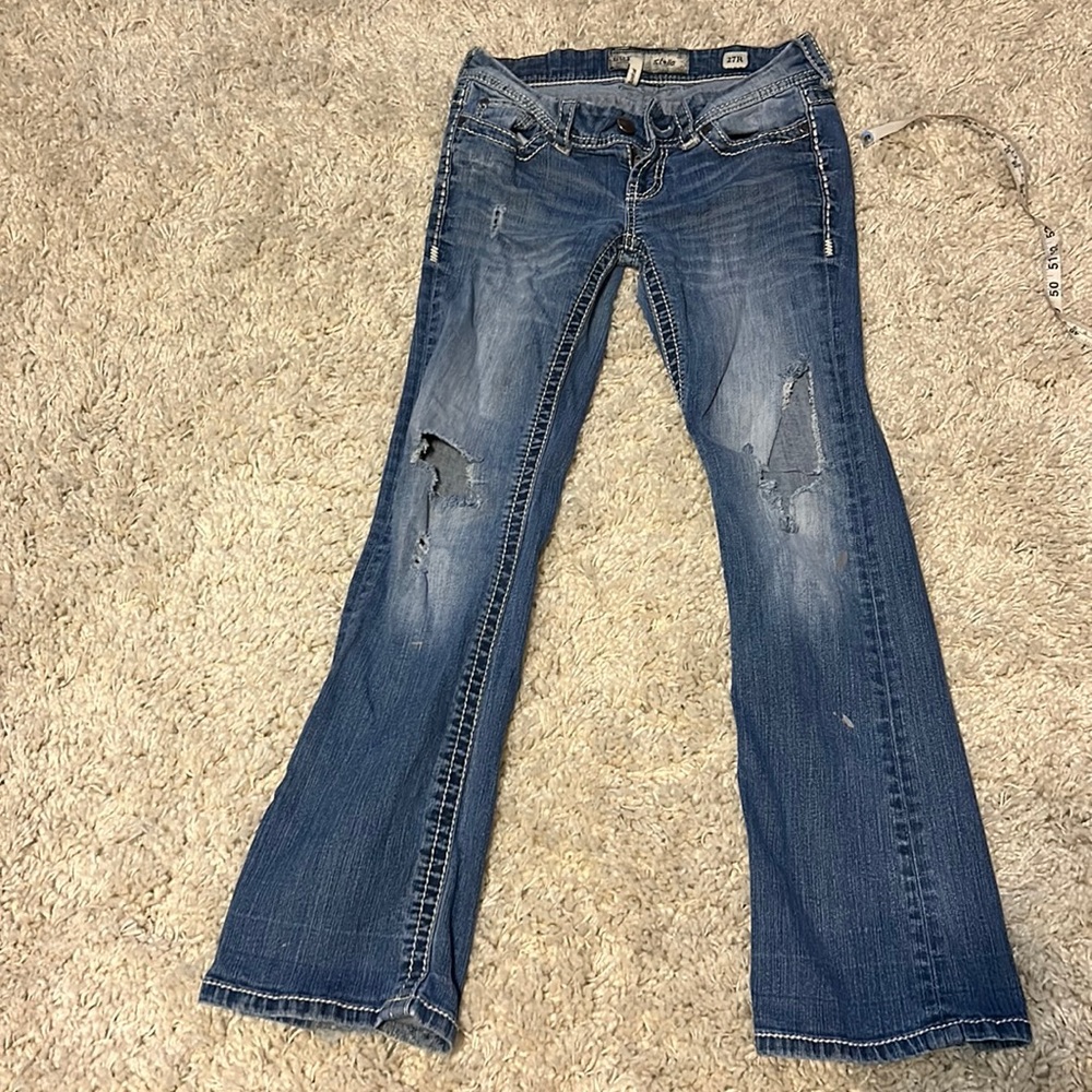 😍 BKE Stella ripped distressed jeans 27 x 28” inseam (altered from a 27R) *pics